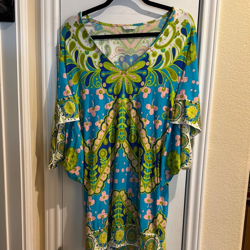 Trina Turk Blue & Green Printed Swim Coverup
